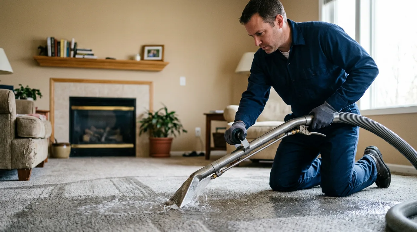 Water damage restoration technician working near Ruso, ND